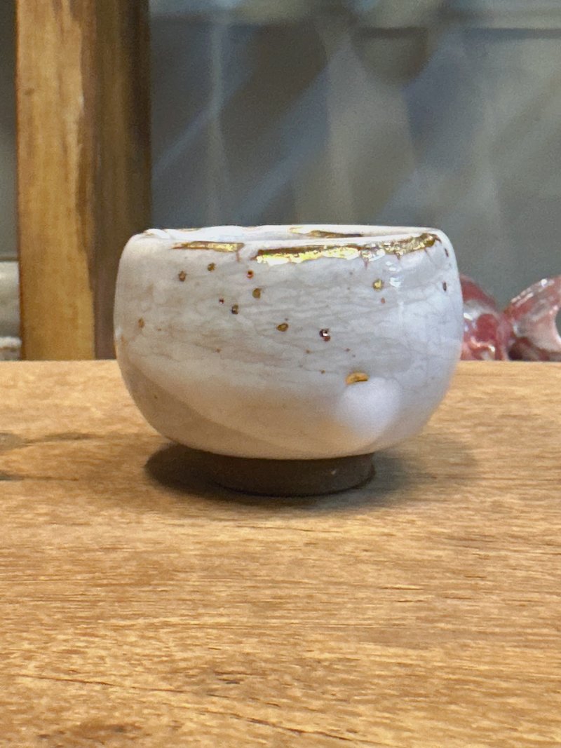 白志野鎏金杯-开片系列-容量约80cc - 茶具/茶杯 - 陶 