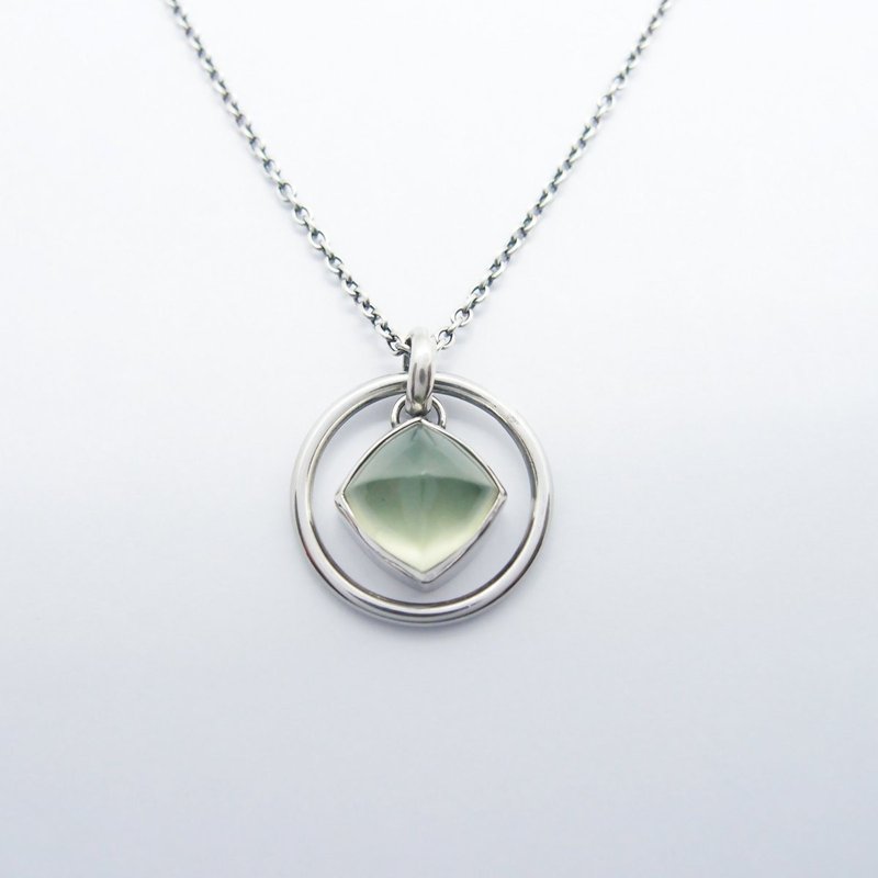 【古典系列15】金字塔形葡萄石925银项链 - 项链 - 宝石 绿色