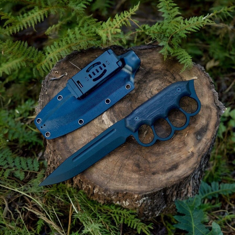 指节刀 5 毫米 , 战壕刀 1918 , 手工制作的生存 - 露营用品 - 其他金属 黑色