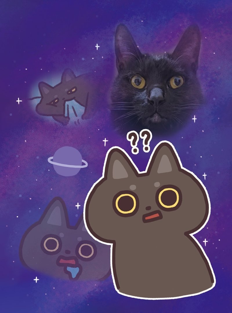 猫咪插画明信片 迷幻阿兜款 - 卡片/明信片 - 纸 多色