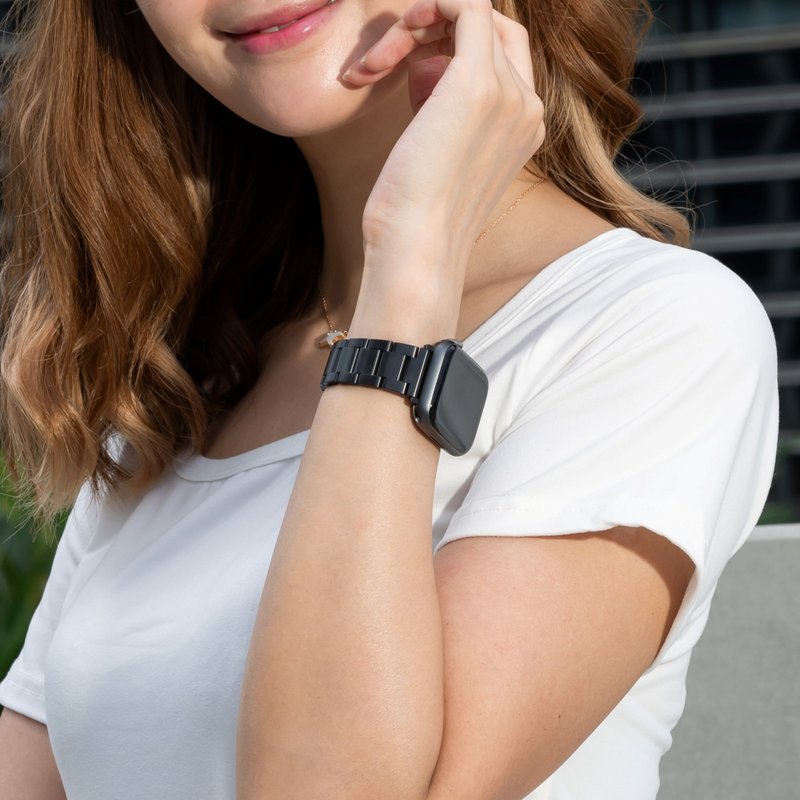 不锈钢三段式Apple Watch 苹果手表表带 - 表带 - 不锈钢 黑色
