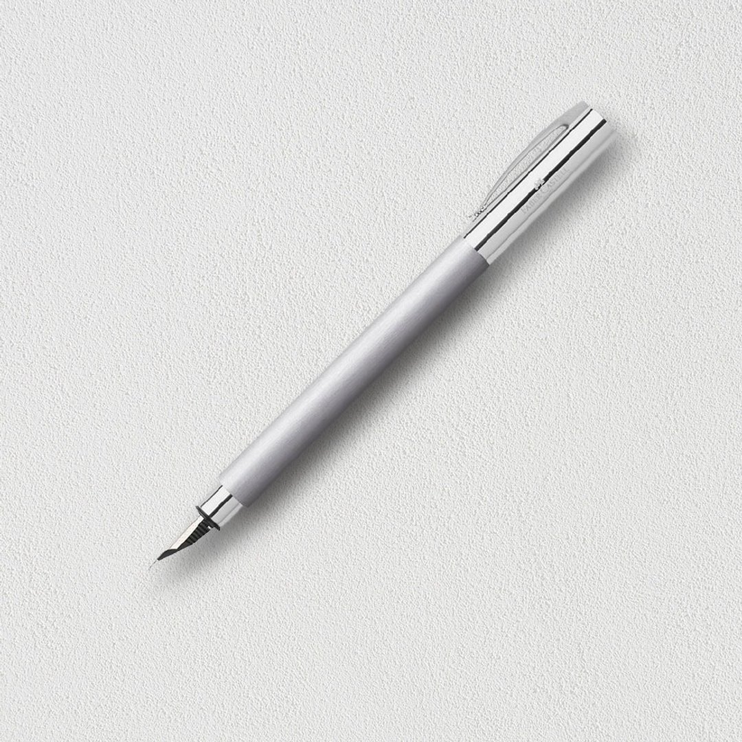 【Faber-Castell】成吉思汗AMBITION银丝不锈钢钢笔-F尖 免费刻字 - 钢笔 - 其他金属 银色
