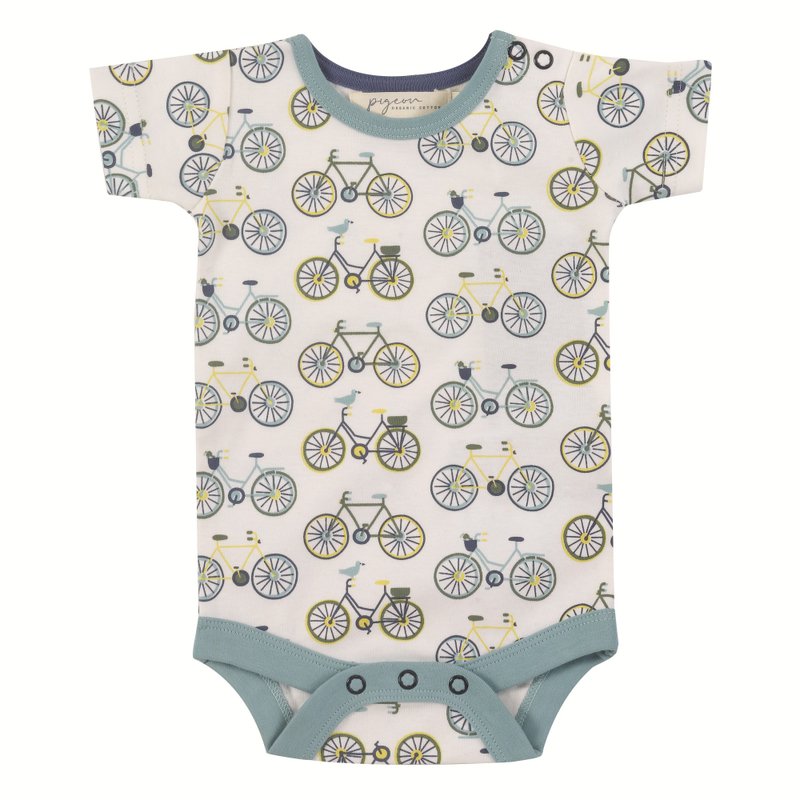 100%有机棉 活力 脚踏车 包屁衣 - 包屁衣/连体衣 - 棉．麻 银色