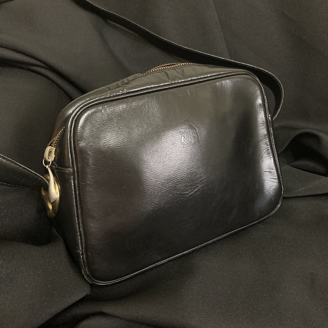 LANVIN 浪凡 黑色 真皮 肩背 侧背 古董包 vintage - 侧背包/斜挎包 - 真皮 黑色