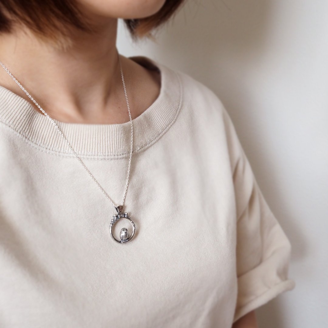 Owl pendant - 项链 - 纯银 银色