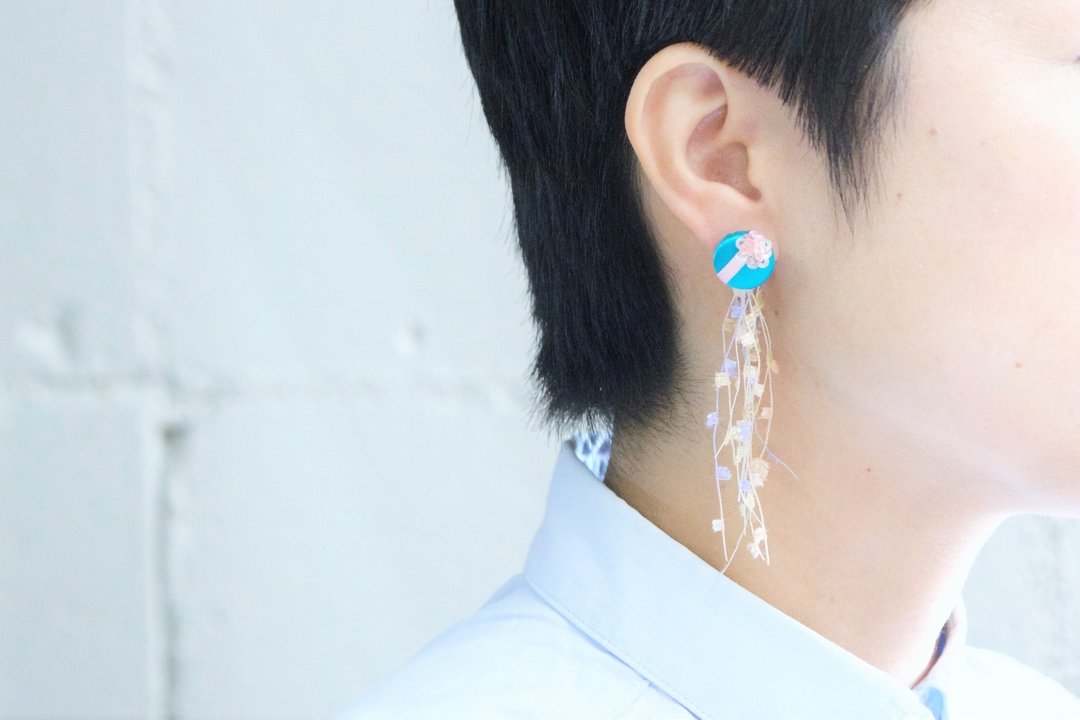 Earrings Natural stone (Rose quartz) Rose quartz earrings - 耳环/耳夹 - 宝石 