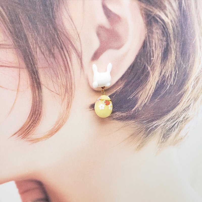 复活节兔仔耳环 - 耳环/耳夹 - 树脂 多色