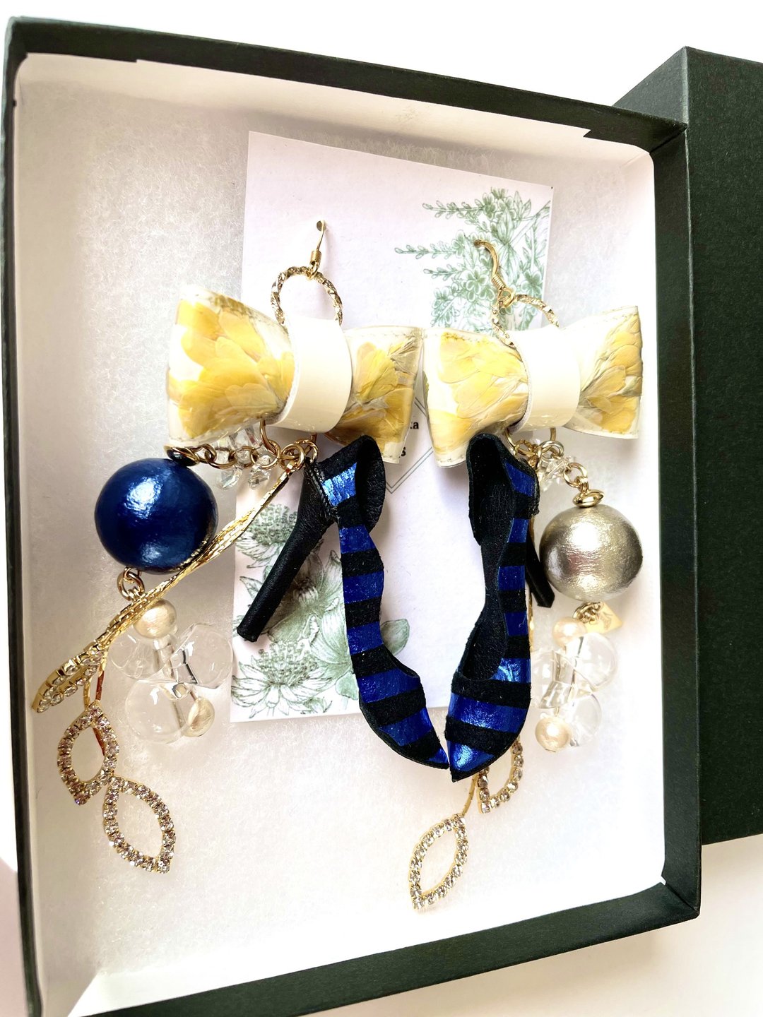 highheels earring Onis collaboration - 耳环/耳夹 - 真皮 蓝色