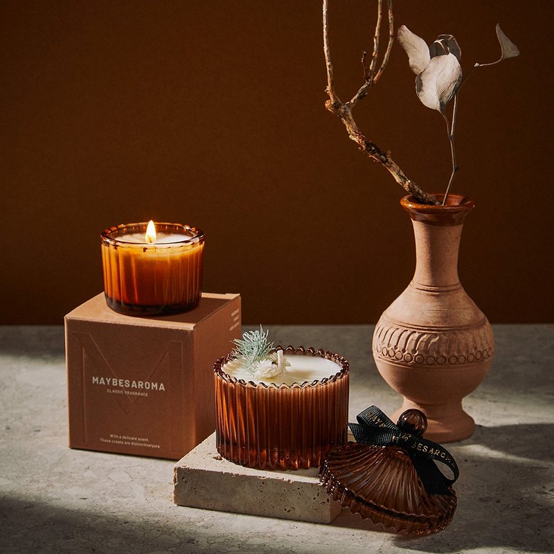 Grey land Vetiver 灰境香根 / 干燥花香氛蜡烛 - 蜡烛/烛台 - 蜡 灰色