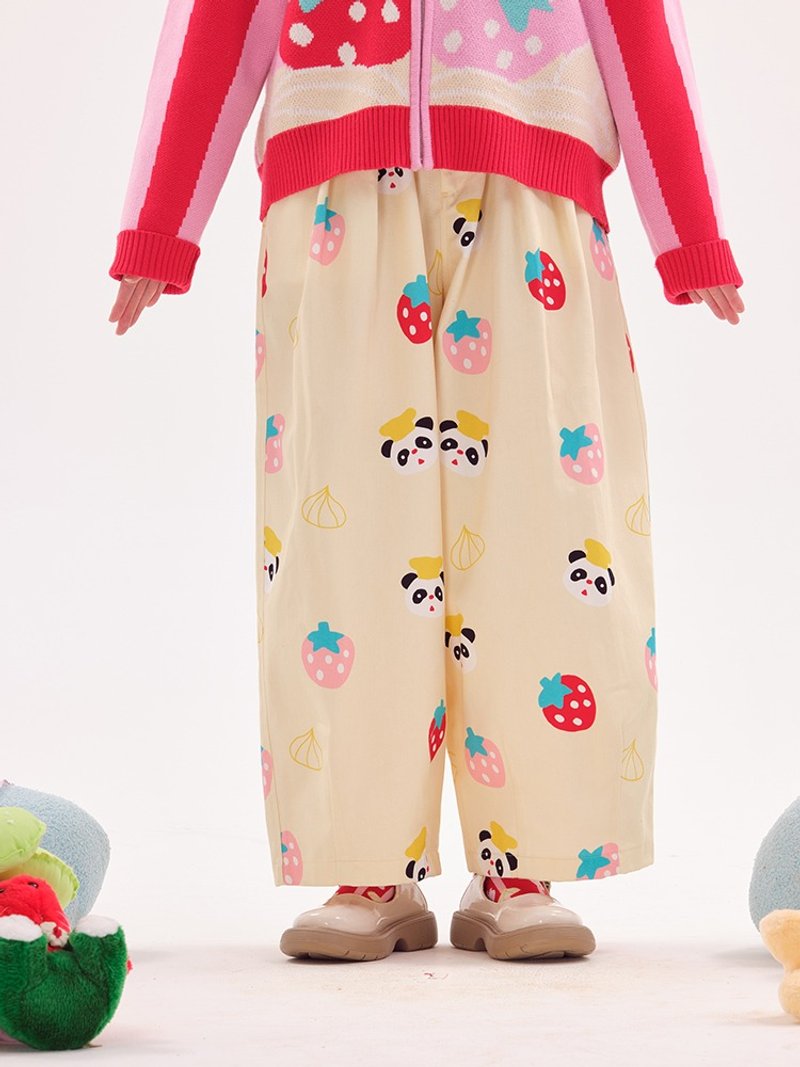 熊猫奶油草莓牛仔裤冬装 宽松 - 女装长裤 - 其他材质 多色