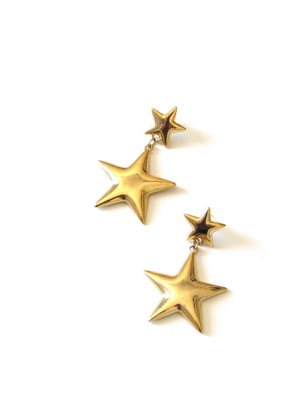 Vintage Stars Gold Statement Earrings - 耳环/耳夹 - 贵金属 金色
