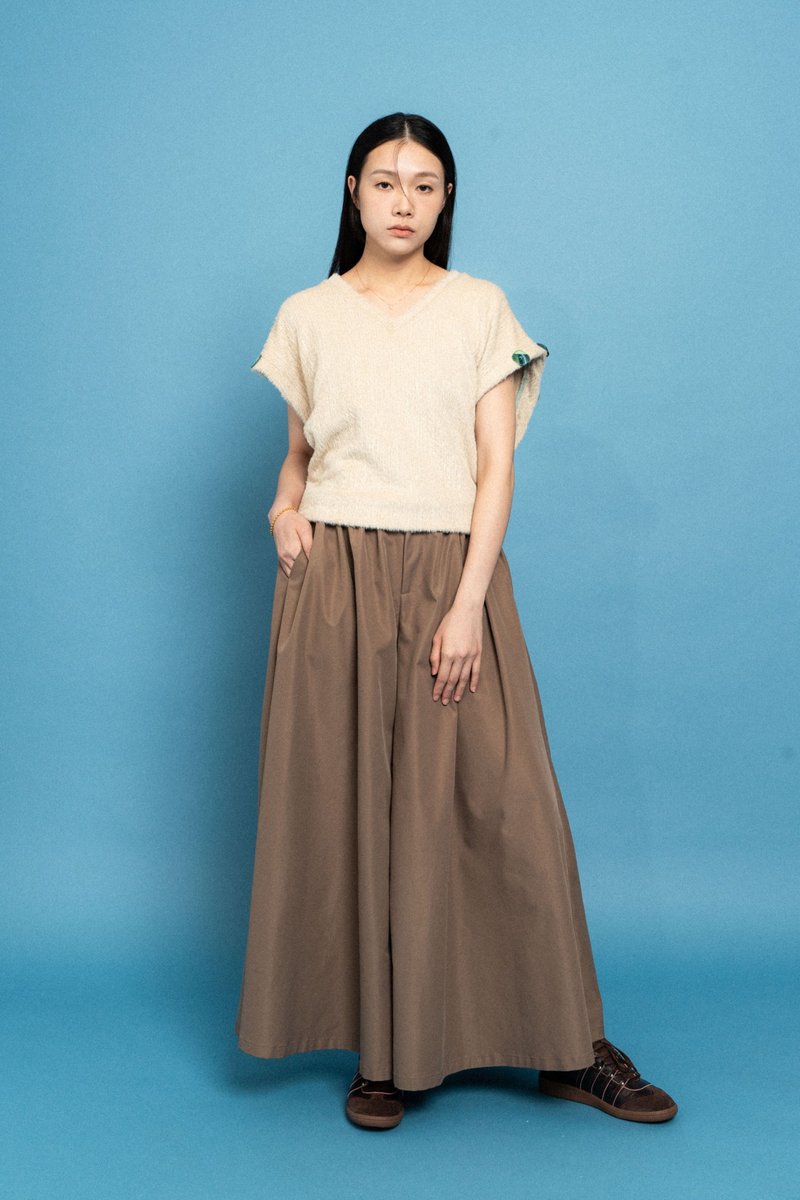 奶油色无袖针织衫 Cream Stretch sleeveless jumper - 女装背心 - 其他材质 卡其色