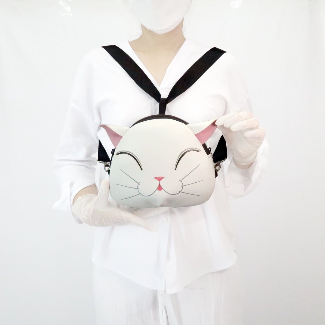 White cat backpack ,cat crossbody bag, handmade  backpack for animals lovers. - 后背包/双肩包 - 人造皮革 白色