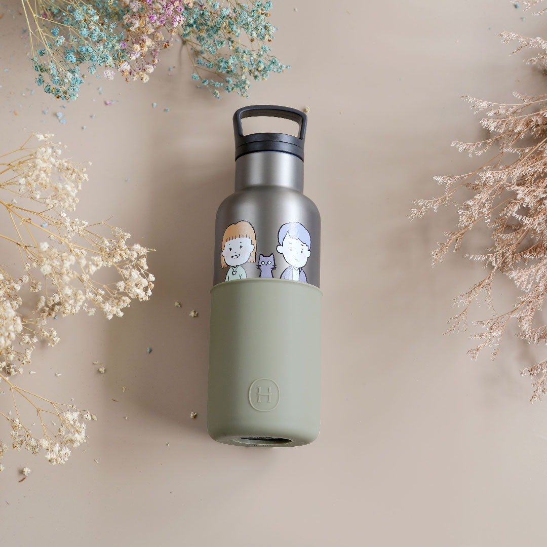 定制化礼物 【似颜绘】 480ml 保温瓶 | 黑/ 钛灰瓶系 - 订制画像 - 其他金属 黑色