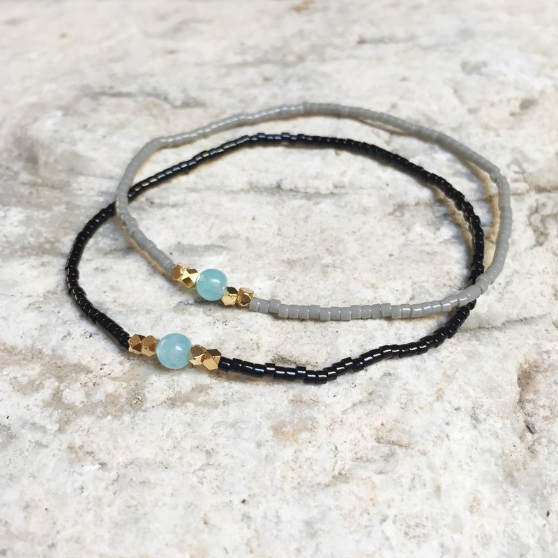 水蓝之星(两款) | 黑 | 灰 | 极细米珠手环 - 手链/手环 - 其他材质 蓝色