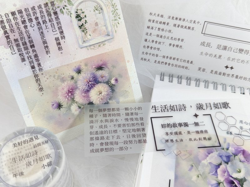 人生故事书-雾面PET(特殊油墨/离型纸)质感拼贴 - 纸胶带 - 塑料 透明