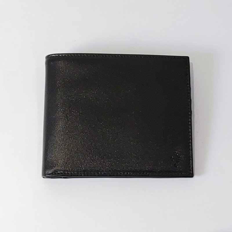 意大利小牛皮经典亮黑皮夹 - 皮夹/钱包 - 真皮 黑色