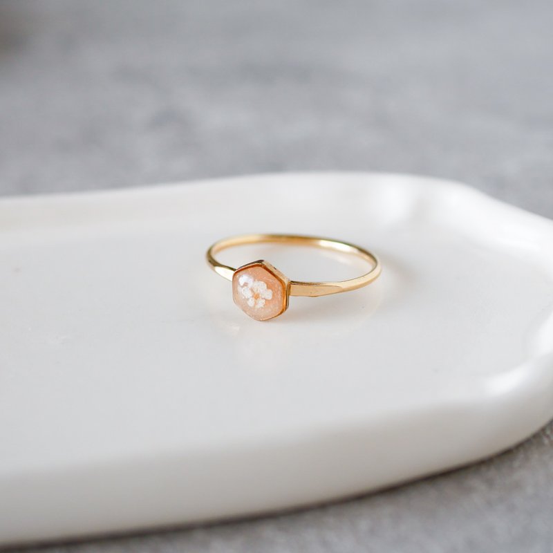 押花戒指 10 号均码 - 戒指 - 树脂 橘色