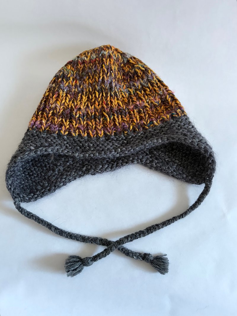 手工编织遮耳帽 秋天的山林 - 帽子 - 羊毛 
