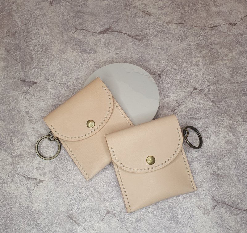 VOIR 扁身钥匙圈零钱包 - 零钱包 - 真皮 卡其色