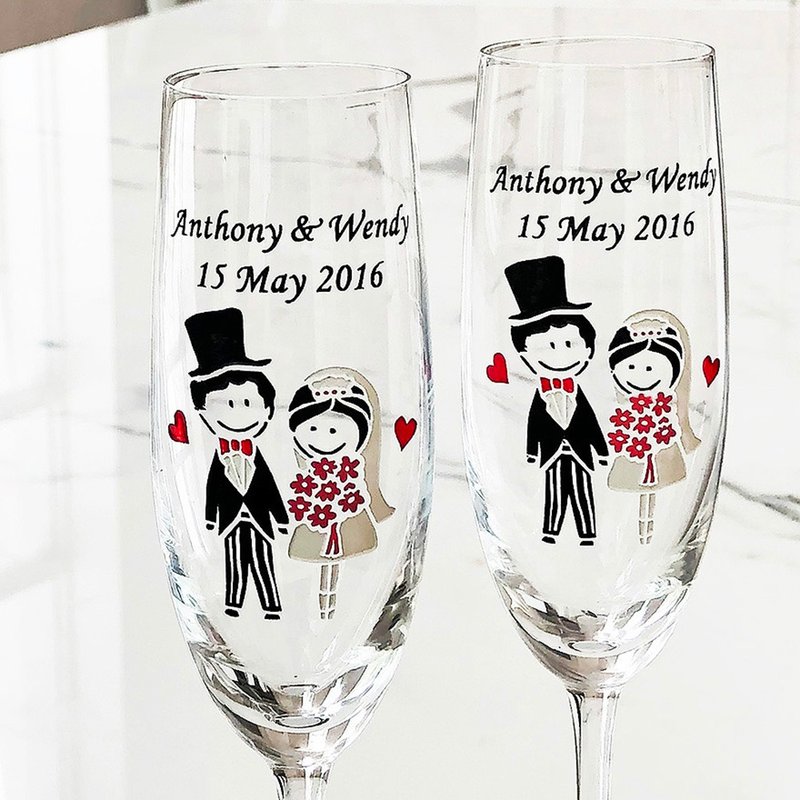 无铅水晶玻璃香槟杯刻字礼品组 | 结婚礼物,周年礼物 | 西式婚礼4 - 酒杯/酒器 - 玻璃 多色