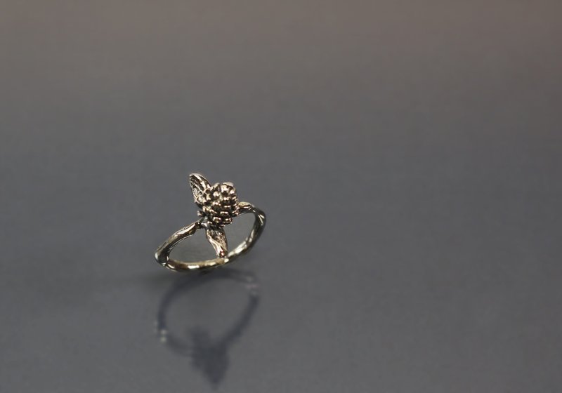 植物系列-小果实叶子925银戒 - 戒指 - 纯银 绿色