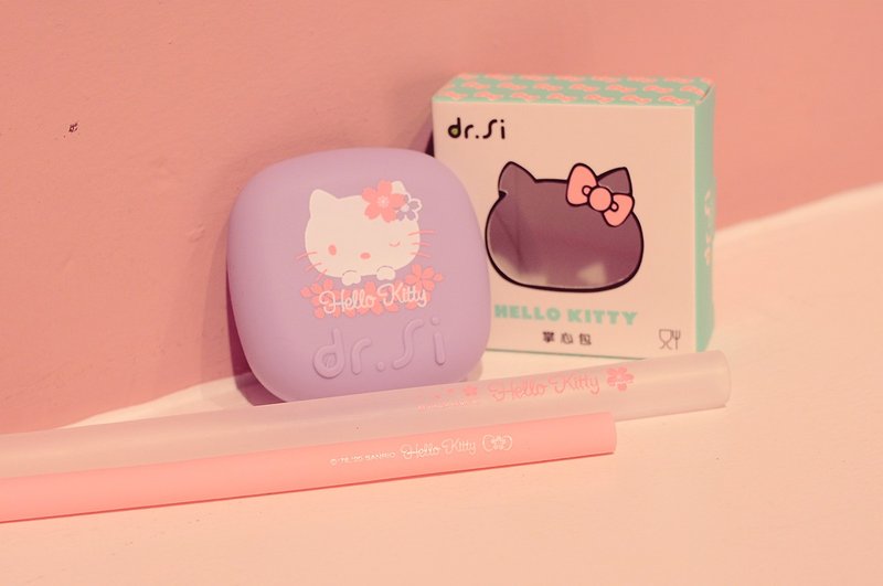 【Hello Kitty樱花赏掌心包】吸管组 珍珠 收纳 环保随行杯 - 环保吸管 - 硅胶 紫色