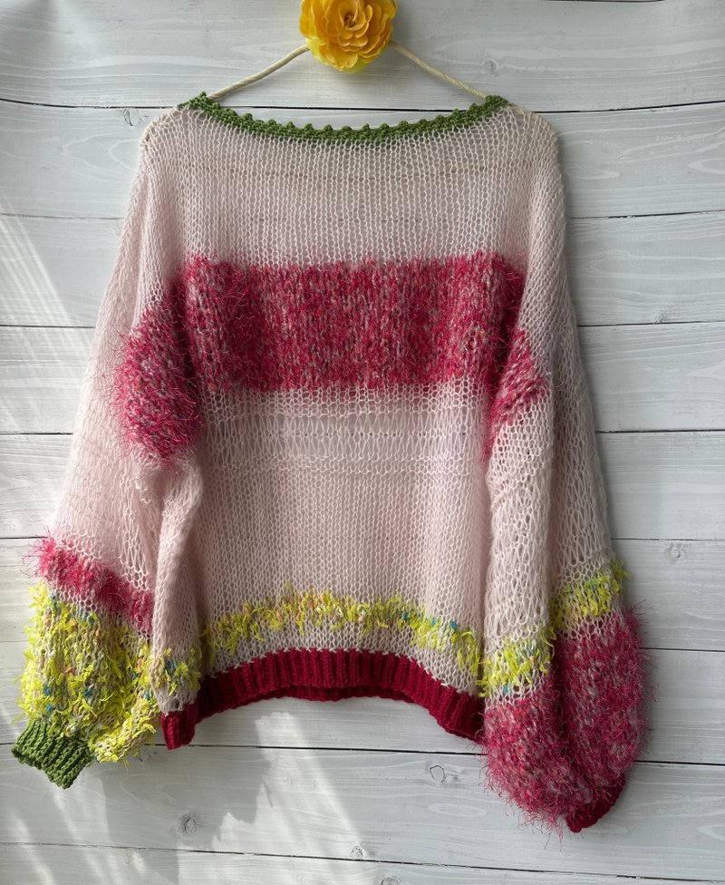 蓬蓬袖 / 手编针织衫 / Soft chaos knit – Spring Noise -/muff manick - 围巾/披肩 - 羊毛 多色