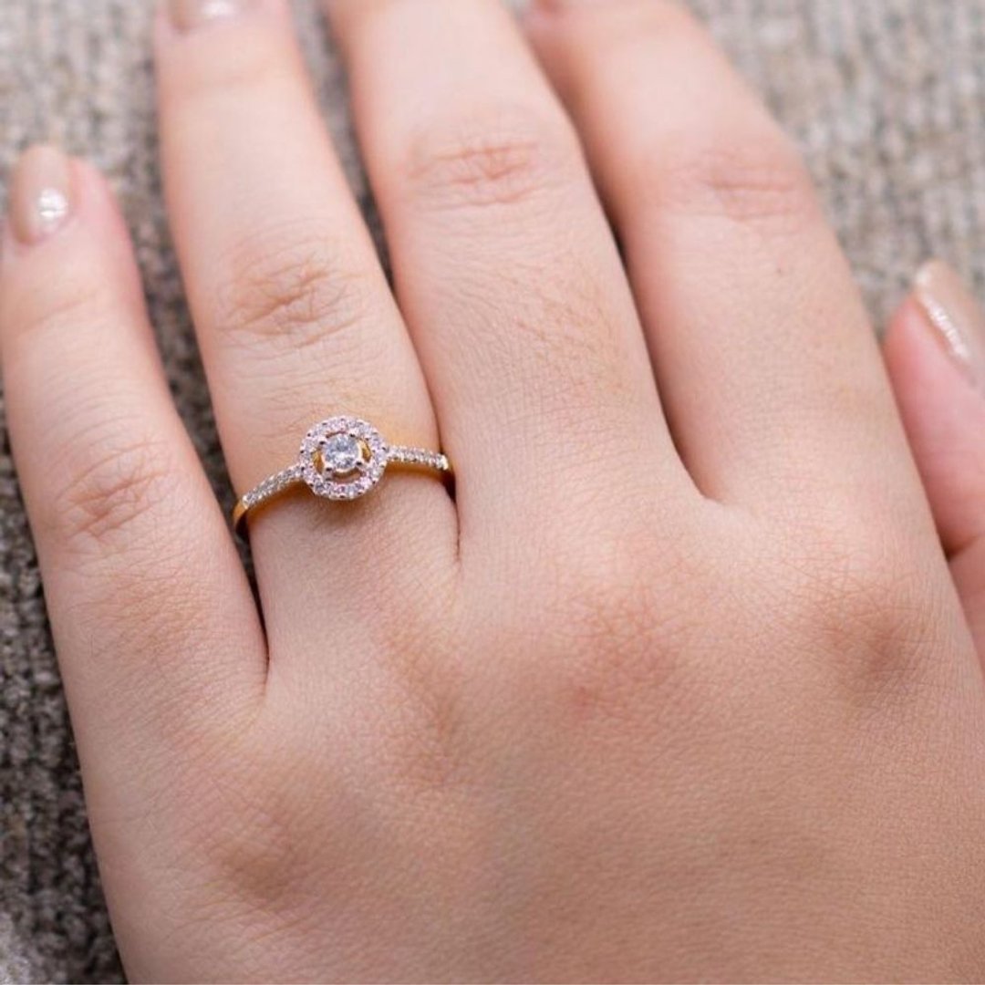 Siam Jewel - Minimal Ring In 9K Solid Gold - 戒指 - 钻石 金色
