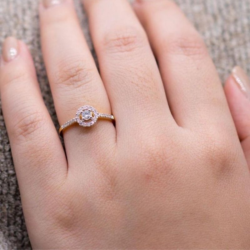 Siam Jewel - Minimal Ring In 9K Solid Gold - 戒指 - 钻石 金色