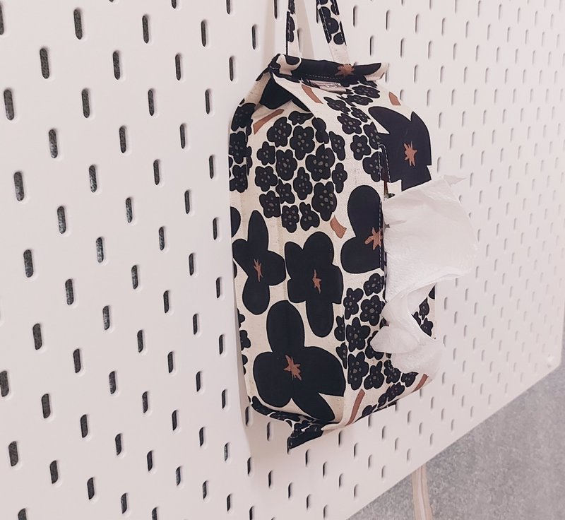 【卫生纸套】【可拆-含扣可调节】卫生纸面纸套-露营用-车用- - 摆饰 - 棉．麻 黑色