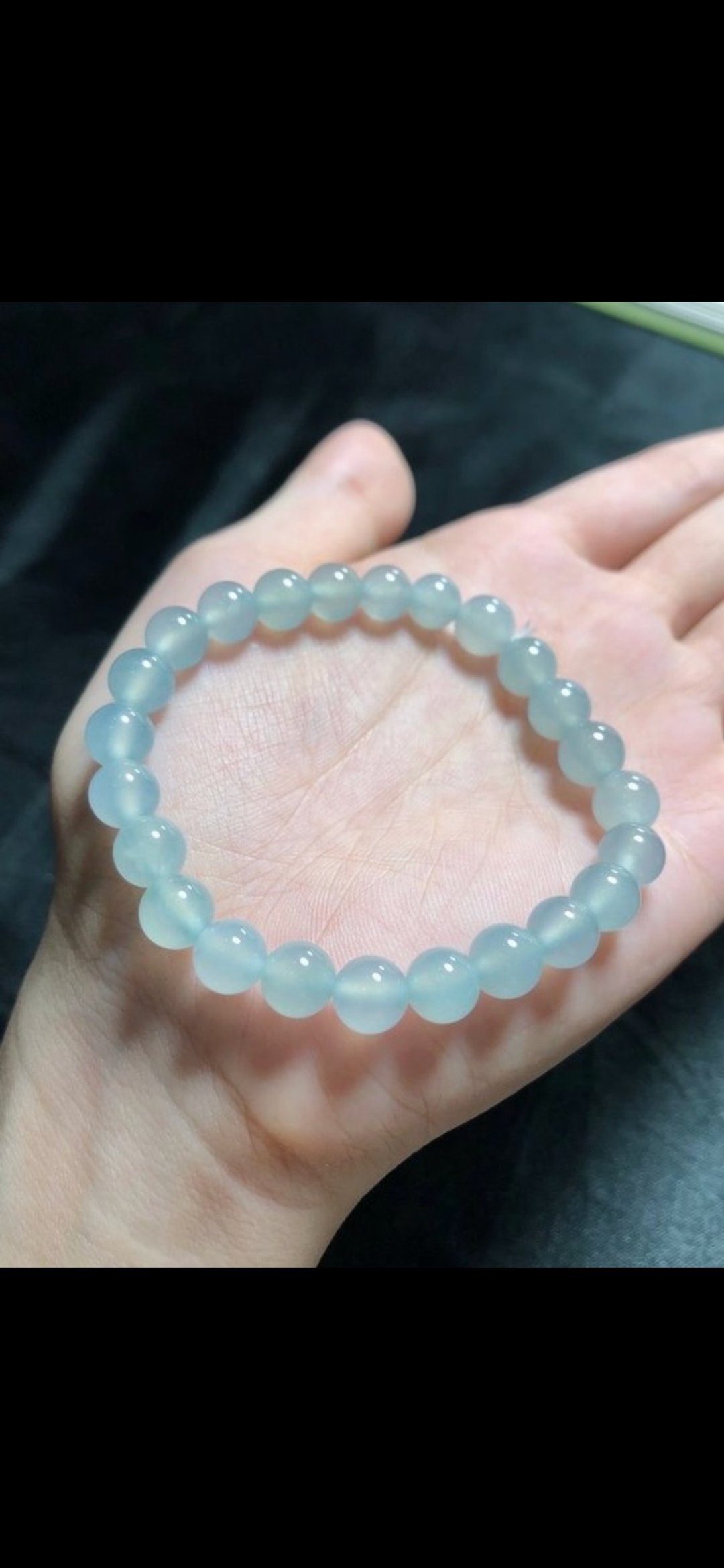 冰种翡翠天然翡翠A玉玉珠 玉链手链颈链 • 冰种天空蓝翡翠手串 - 手链/手环 - 玉石 蓝色