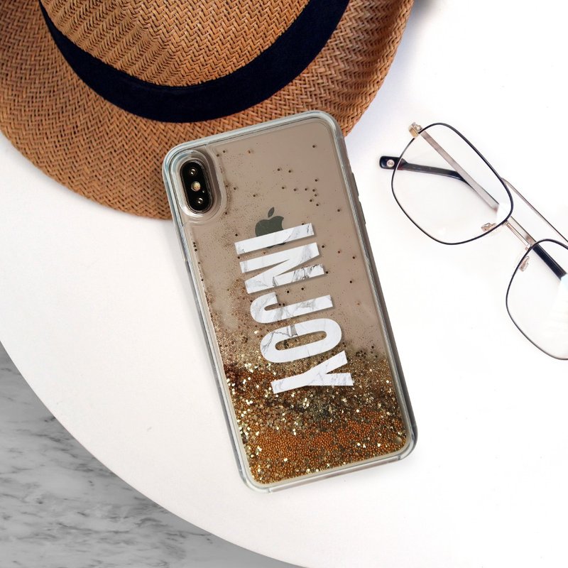 iPhone 11/11max/SE2/12/12mini定制 大理石字母 闪亮流沙手机壳 - 手机壳/手机套 - 塑料 粉红色