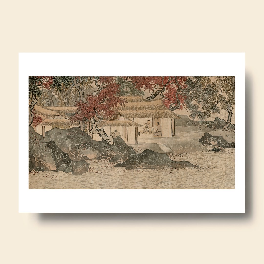 【B4 艺术画卡・B4 Poster】唐寅・溪山渔隐 - 海报/装饰画/版画 - 纸 卡其色