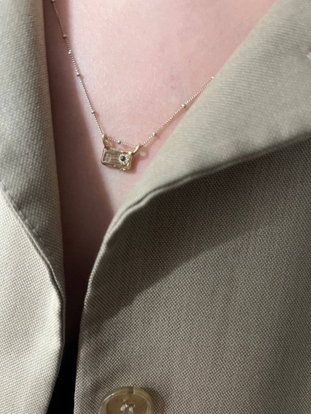 14K 记事吊牌项链 - 项链 - 宝石 金色