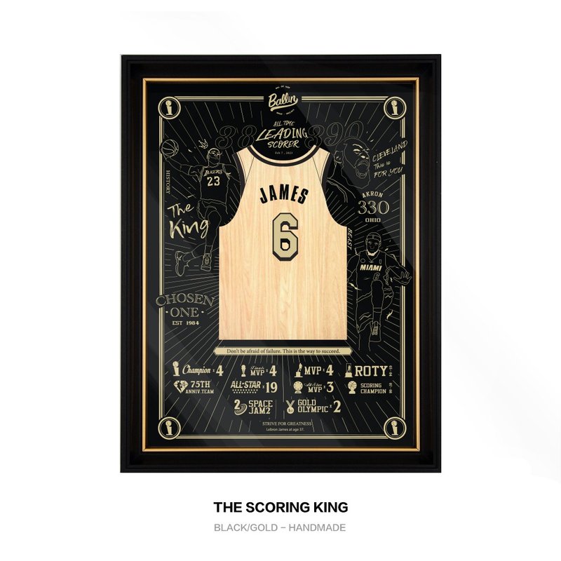木球衣挂画 - SCORING KING #6 - Legendary Version - 画框/相框 - 木头 黑色