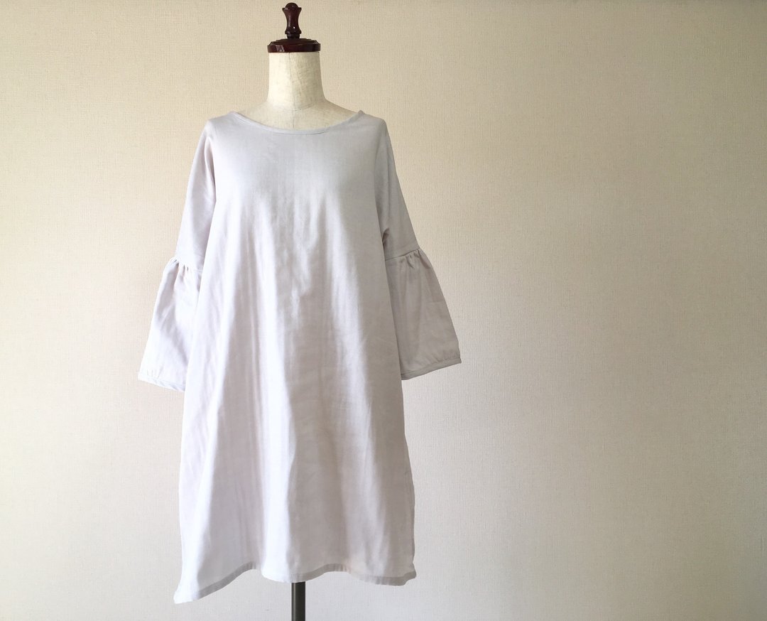 Double gauze simple one piece dress light gray - 洋装/连衣裙 - 棉 灰色
