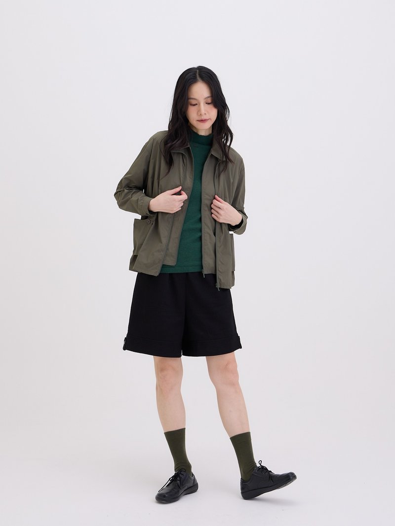 山野夹克长袖外套-军绿 - 女装休闲/机能外套 - 棉．麻 绿色