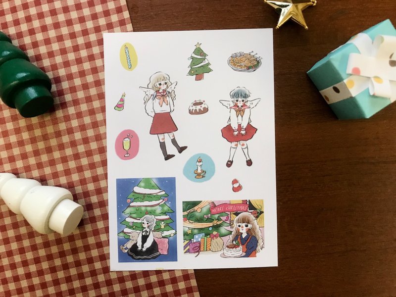 模造贴纸 复刻 x 少女-圣诞快乐 - 贴纸 - 纸 