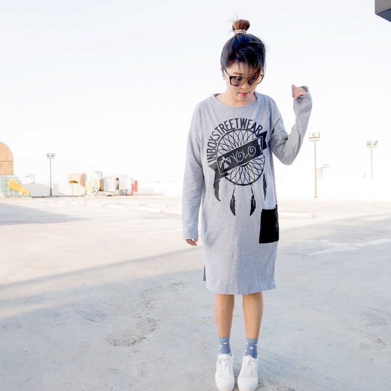 【Off-season sale】Dress - Yolo HG - 洋装/连衣裙 - 棉．麻 灰色