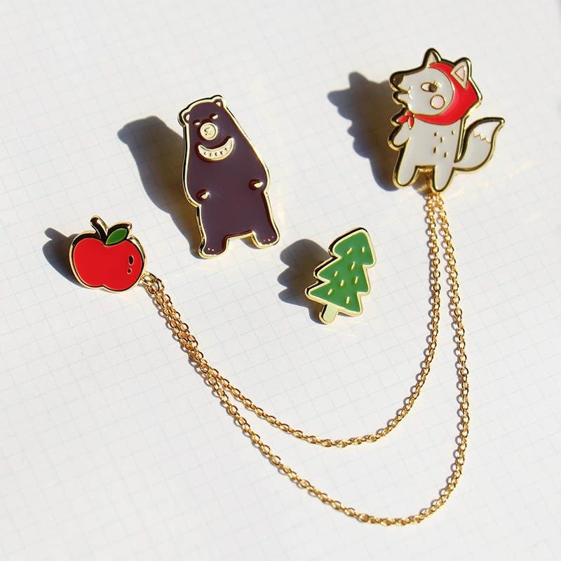 U-PICK原品生活 动物系列领针 原创可爱领针女士胸针熊出没狼外婆 - 胸针 - 其他金属 