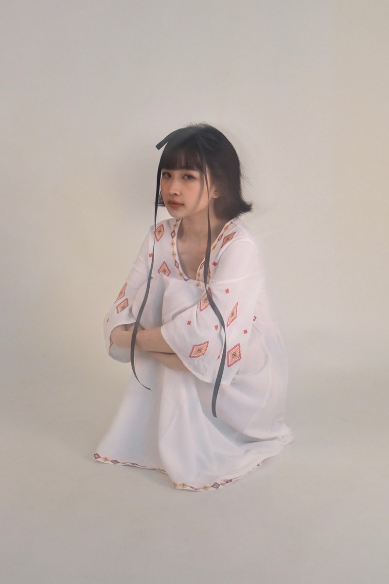 Lúthien Elf Fairycore Dress - 洋装/连衣裙 - 棉．麻 白色