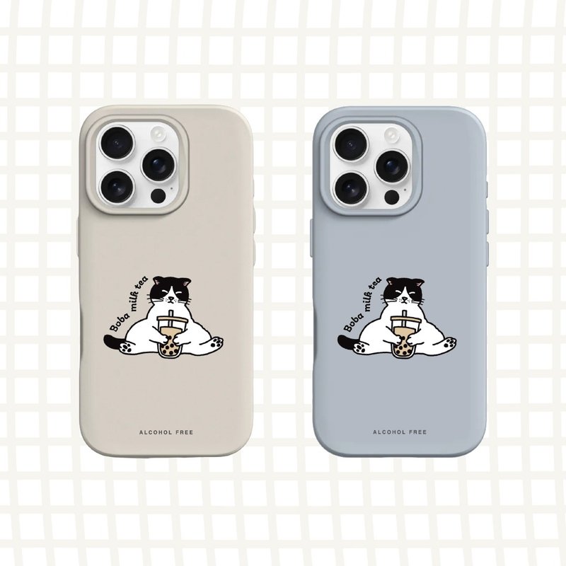 【Boba milk tea meow 珍奶控奔驰喵】犀牛盾 一体成型 手机壳 - 手机壳/手机套 - 其他材质 多色