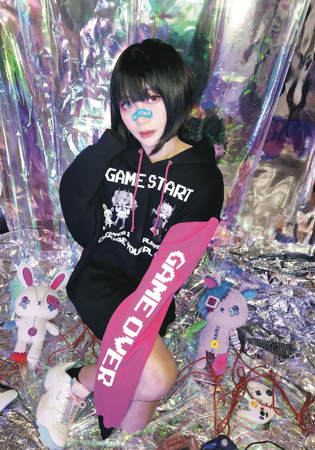 GAME START HOODIE - 中性连帽卫衣/T 恤 - 棉 黑色