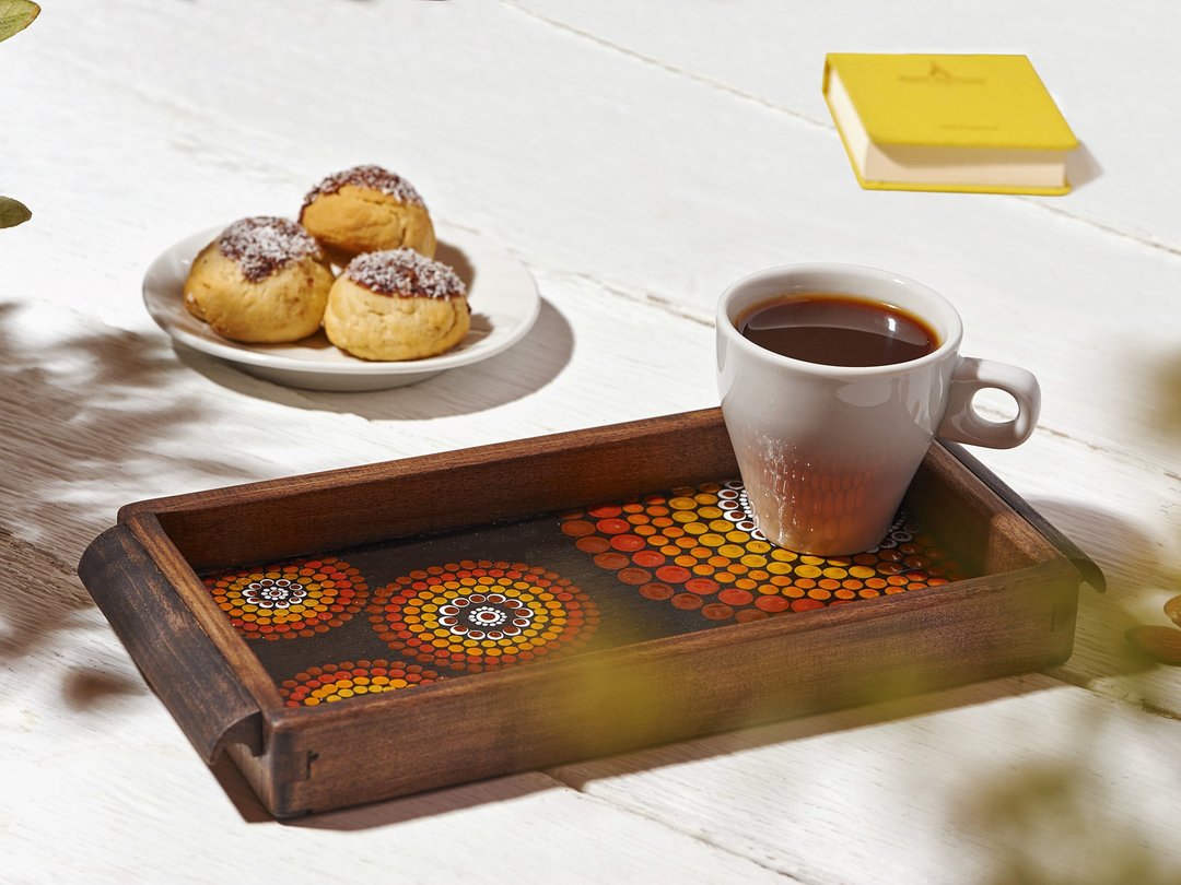 Small coffee tray - 托盘/砧板 - 木头 橘色