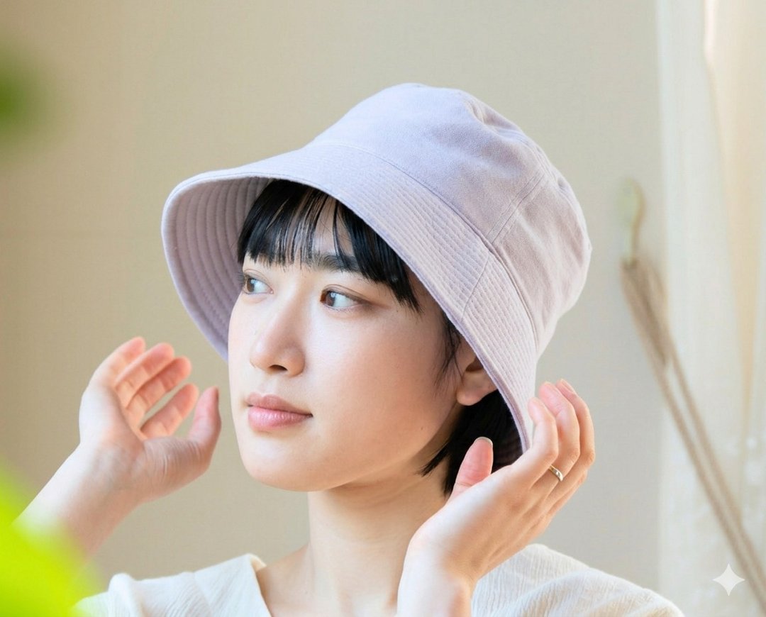 亚麻混纱 薰衣草染制 渔夫帽 L 号【有机棉 × 亚麻】 - 帽子 - 棉 紫色