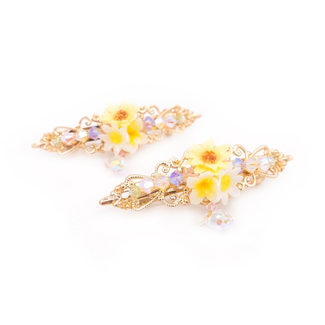 SUNSHOWER : 向日葵花田发夹 - Pamycarie 手工制作饰品 - 发饰 - 粘土 橘色
