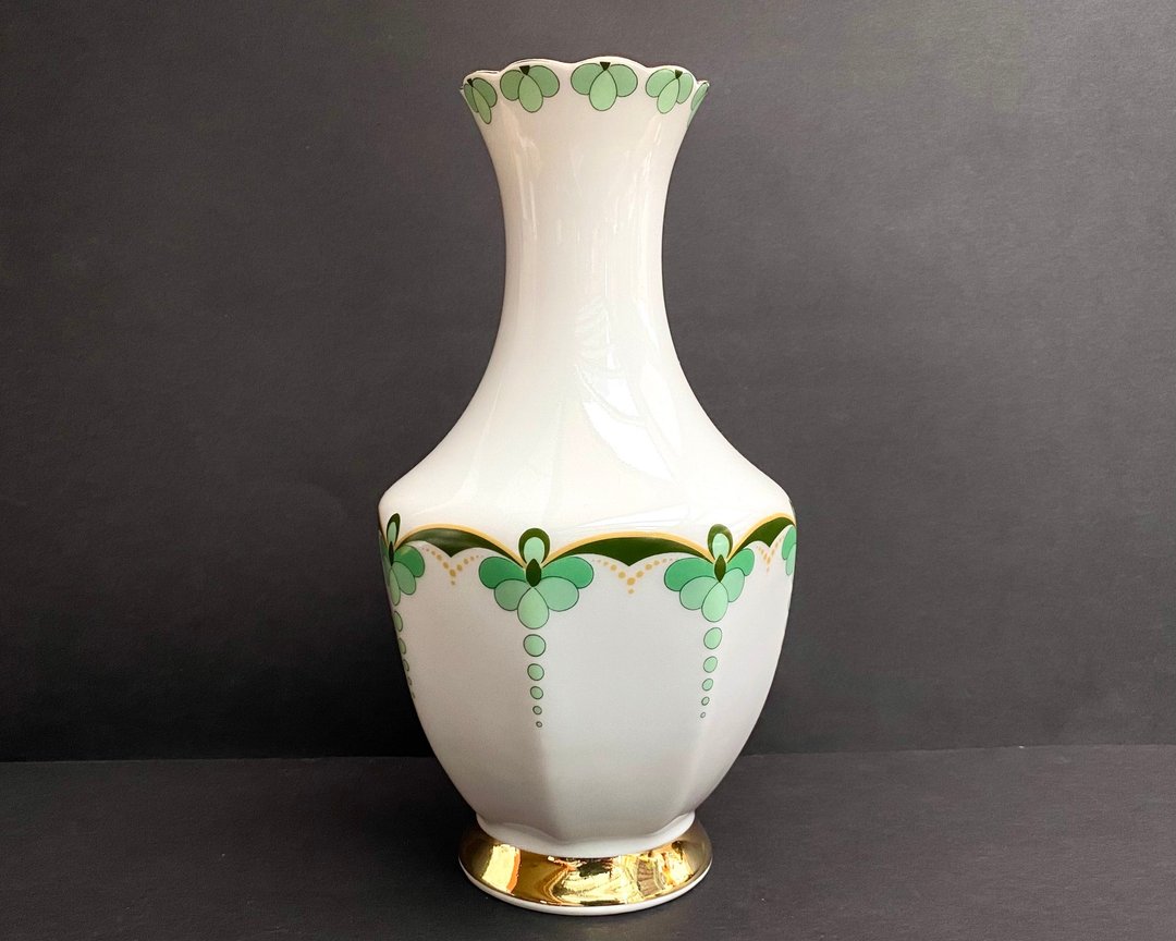 花瓶 复古 Vohenstrauss Johann Seltmann 巴伐利亚瓷器 1970 年 - 花瓶/陶器 - 瓷 绿色