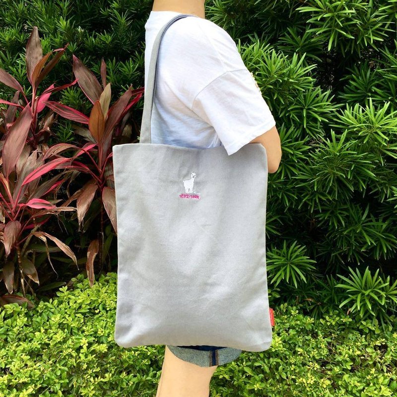 乐玩森林 - The.Playing.Forest -Alvaro 绣花纯棉手提包 / 灰色 - 侧背包/斜挎包 - 棉．麻 灰色