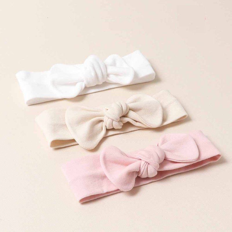 【日本OP mini】婴儿蝴蝶结发带-米色 - 婴儿帽/发带 - 棉．麻 
